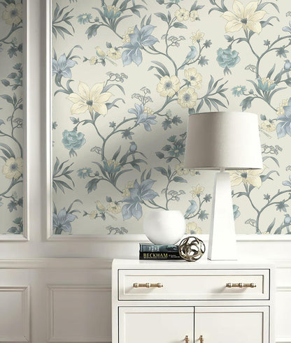 Hopepak Green Floral Peel and Stick Wallpaper 16.1x394 inch Vinyl Modern