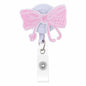Kimoli Embroidery Pink Bow Nurse Badge Reel Retractable Pink Clip