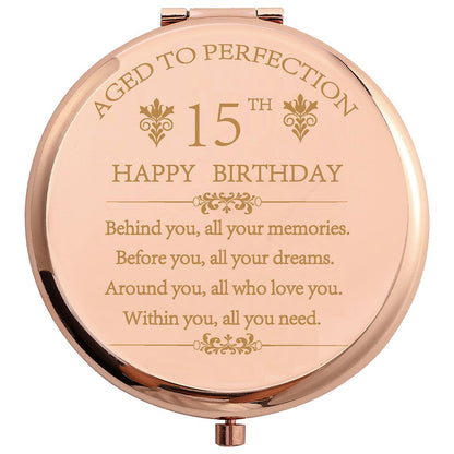COFOZA Stainless Steel Rose Gold Compact Travel Makeup Mirror Classic Style