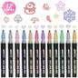 YIJHLHB 12 Color Metallic Outline Markers Double Line Glitter Paint Pink