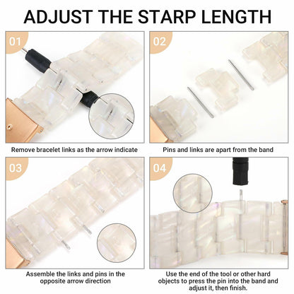 MAIRUI Resin Watch Band for Apple Watch Series 1-9 Ultra 42-49mm Colorful White