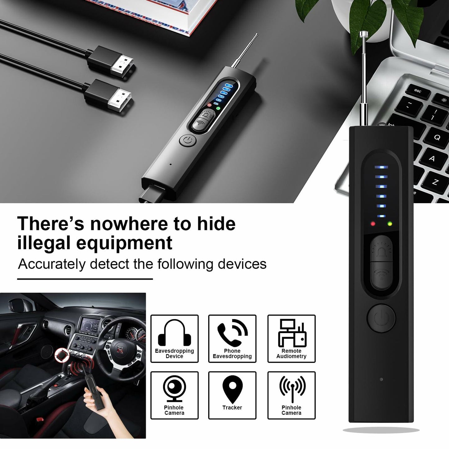 Yonblow Hidden Camera Detector Travel 2025 Upgraded Blue 5V
