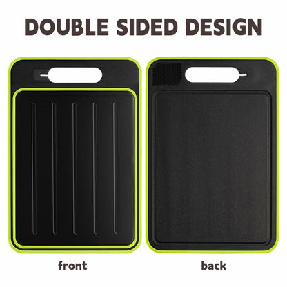 AOWBCGD Cutting Board Double Sided 2 Pcs Large+Small Black Stainless Steel