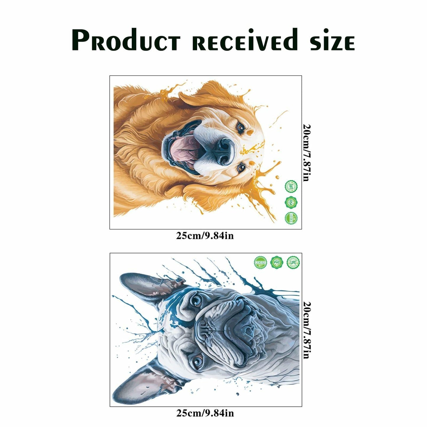 ROLY BEE 2 Sheets Funny Dog Toilet Cover Stickers 9.84x7.87 Multicolor PVC
