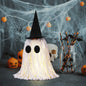 RoundFunny 12in Light Up Boho Ghost Halloween Decoration Witch Hat Black White