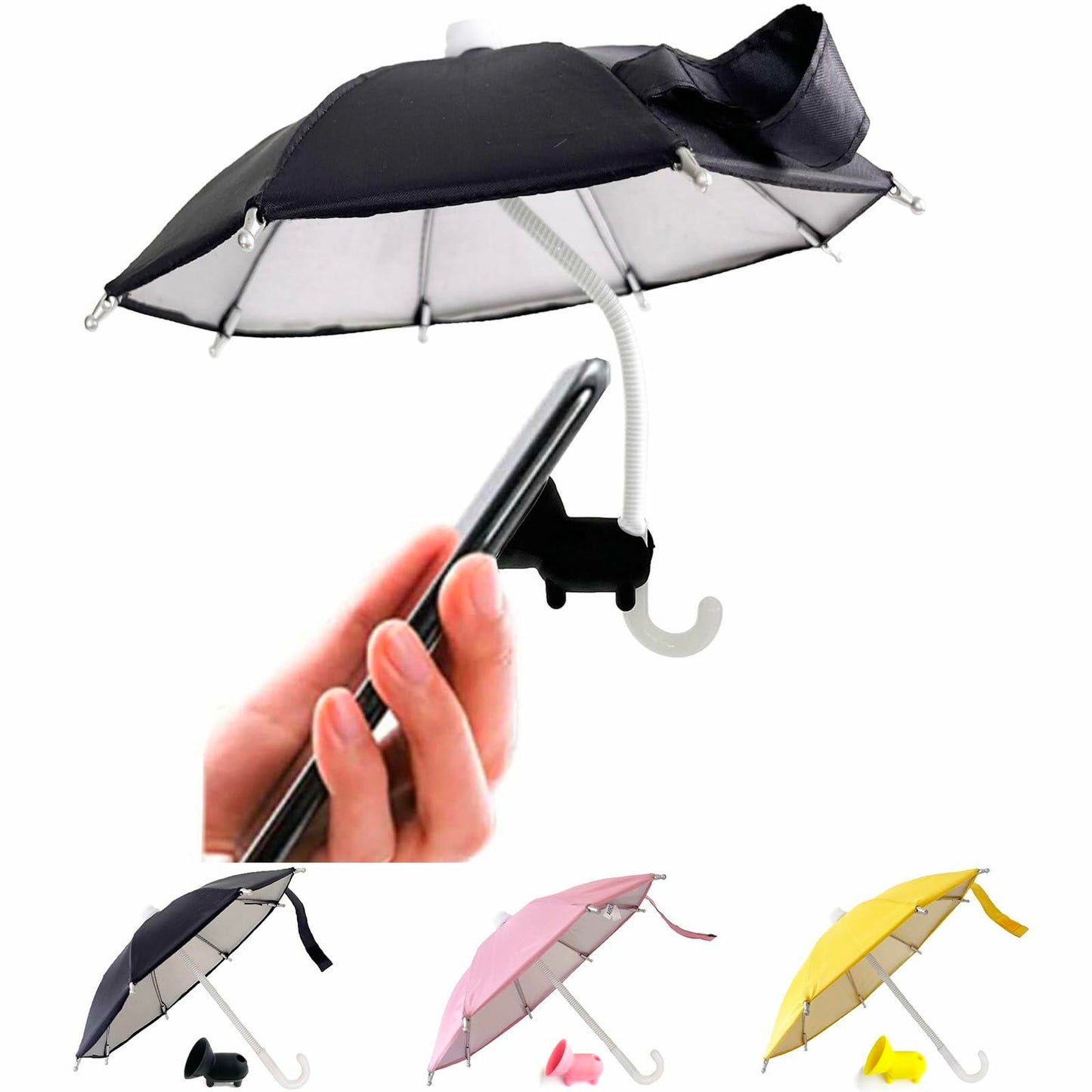 FantasyBear UV Protection Phone Umbrella Adjustable Suction Cup Stand Dark Blue