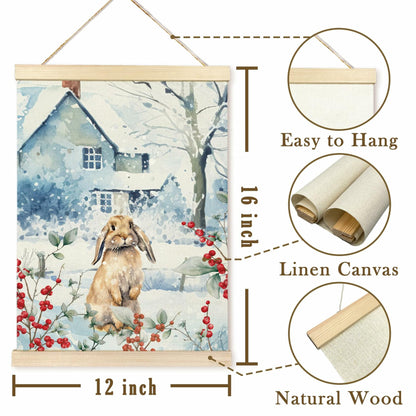 TAEDIN Christmas Poster Hanger 12x16 Bunny Watercolor Wooden Frame Decor