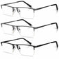 Anourney 3-Pack Men’s Reading Glasses Half Frame Blue Light +3.0 Gray/Black