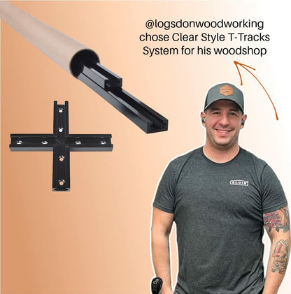 CLEAR STYLE T Tracks Woodworking Double-Cut Universal Intersection Kit 3" Black
