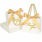 Xylitic Thank You Gift Bags White Gold Ribbon Small 5.5x2.4x4.7 Inch 24 Pack
