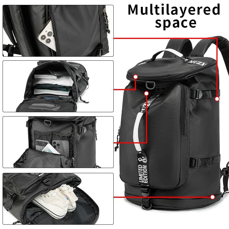 FUNYAGO Gym Duffle Bag Waterproof Laptop Backpack 40L Purple Size Standard