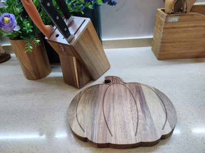 FASTYJK Halloween Pumpkin Wooden Cutting Board with Handle 14.96x11.81in