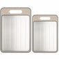 AOWBCGD Cutting Board Double Sided 2 Pcs Large+Small Khaki Stainless Steel