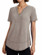 TCOT Womens V Neck Loose Workout Gym Shirt Light Brown Size S