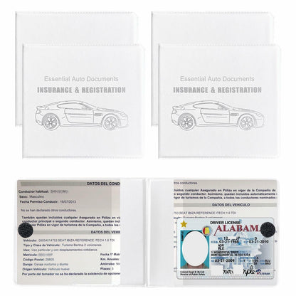Yourkar 4PCS Car Registration Insurance Holder Organizer Magic Tape White Big