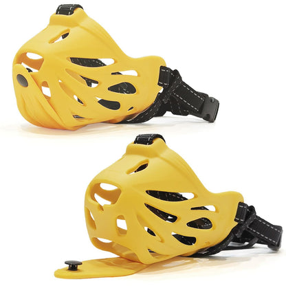 Petyouyou Dog Muzzle Basket Nylon Yellow XL Snout 10.75-12" Size XL