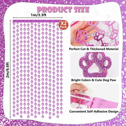 RANERVZ Pink Dog Paw Birthday Decorations Foil Curtain 3.3x6.6ft