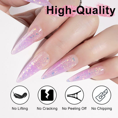 NXJ INFILILA Purple Glitter Poly Nail Gel Builder Glossy Thickening P12 15ML