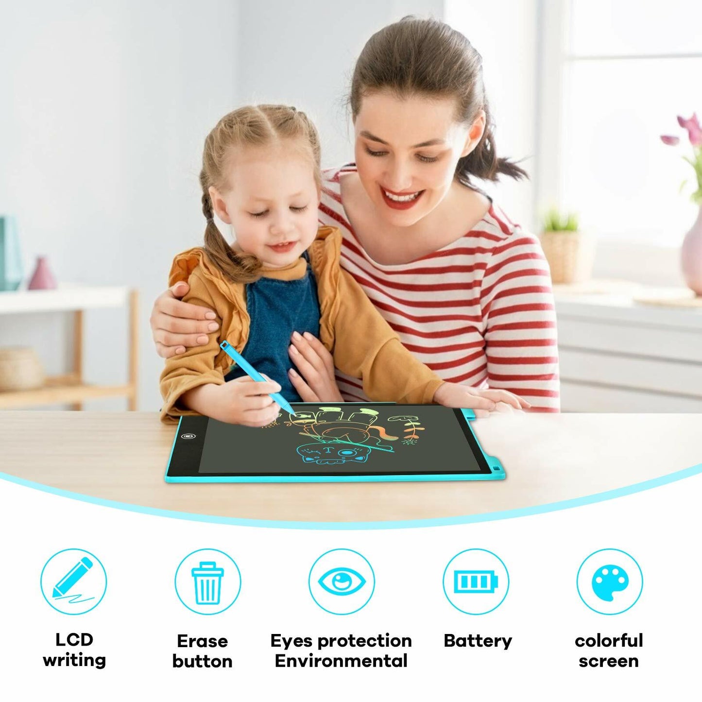 pbeknco 2 Pack 12 Inch LCD Writing Tablet Colorful Doodle Board Educational