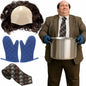 Yearntown Halloween Bald Man Costume Set Brown Wig Bald Cap Gloves One Size