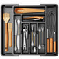 Pipishell Expandable Silverware Drawer Organizer BPA-Free Black 8 Compartments