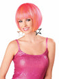JUST FOR PARTY 13" Short Bob Synthetic Wig with Flat Bangs Pink Orange