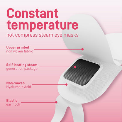 Ditoi Heated Steam Eye Mask with Hyaluronic Acid Rose 10 Count Pack