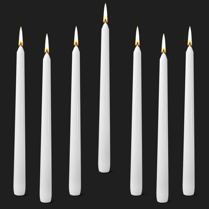 Cacou White Taper Candles 12 Pack 8Hr Burn Unscented Paraffin Wax