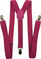 LOLELAI Suspenders Elastic Adjustable Y-Back Pant Clips Fuchsia Size L