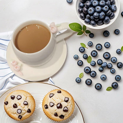 ARGUMENTATION Creative Kawaii Cherry Ceramic Coffee Mug 10oz White with Coaster