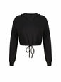 LovelyWholesale Womens Cropped Hoodie Long Sleeve Workout Top Black XL