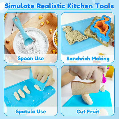 OLRMA 20PCS Kids Knife Set Blue Child-Friendly Plastic Cooking Tools