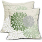 Sweetshow Sage Green Dahlia Linen Pillow Covers 18x18 Inch Set of 2