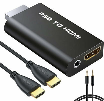 sartyee PS2 to HDMI Adapter Converter with 3.5mm Audio Cable Black