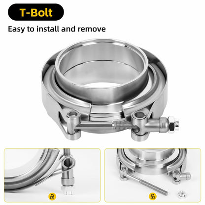 ZEHCLP V Band Clamp 304 Stainless Steel Butt Joint 2.0 inch Silver 2 pcs