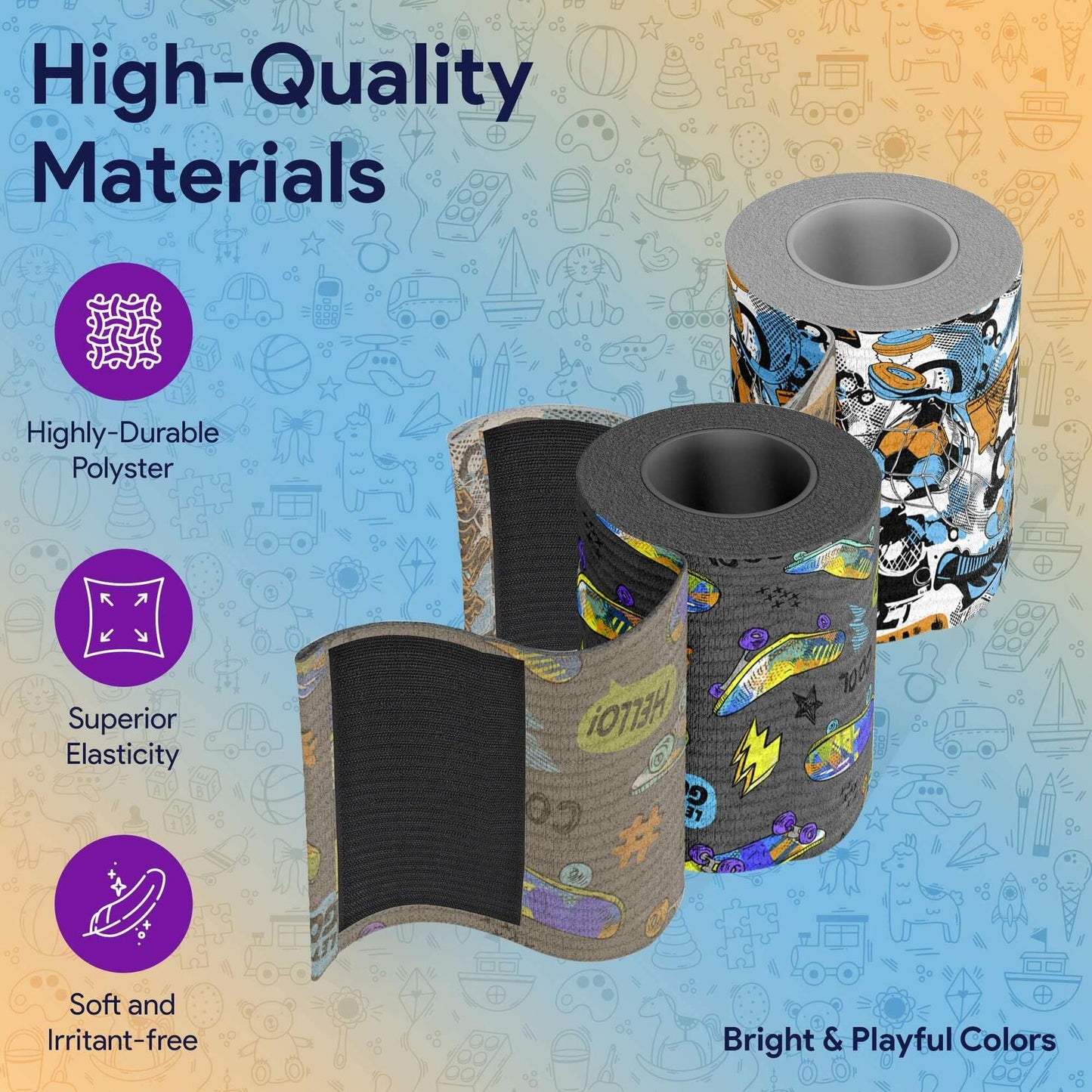 Elastic Bandage Wrap Self Closure 3"x180" Compression Sports Wrap 2 Pack