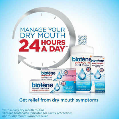 Biotene Oral Rinse Mouthwash Dry Mouth Treatment Fresh Mint 33.8 fl oz
