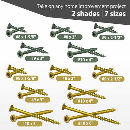 Decking Screws #9 3in Gold 100pcs Long Star Head Wood to Wood Screws