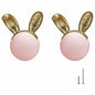 Evionlin 2pcs Pink Rabbit Ceramic Cabinet Knobs Drawer Pulls Kids Room