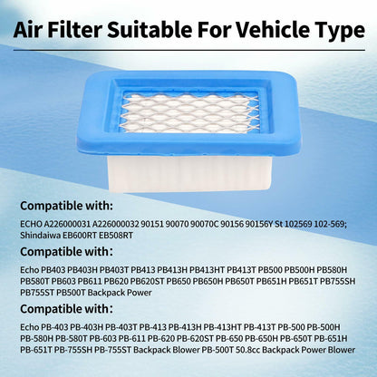 JICHEKU Air Filter A226000032 for Echo PB403 PB413 PB500 PB580 PB650 5PCS