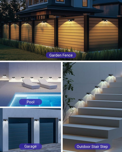 Smartdany 12 Pack Solar Fence Lights Motion Sensor 60 Lumens Waterproof White