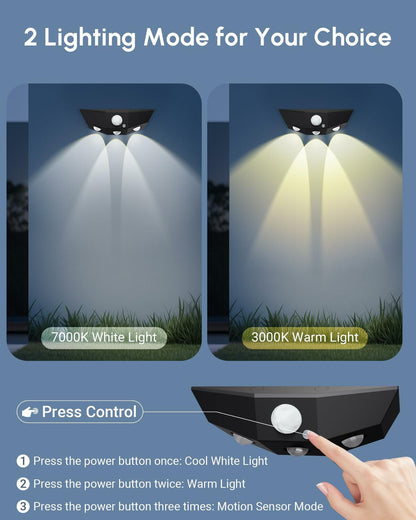 Smartdany 12 Pack Solar Fence Lights Motion Sensor 60 Lumens Waterproof White