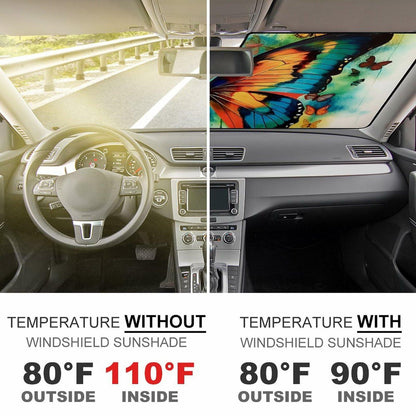 BAHELS Colorful Butterfly Car Windshield Sunshade UV Protector 55x30 Inch