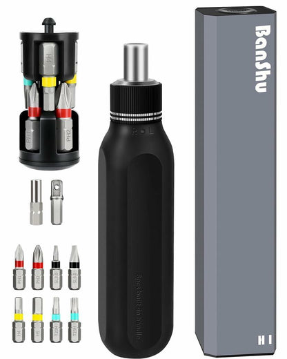 Banshu 12-in-1 Ratchet Screwdriver Set Magnetic Bits Case Colorful Alloy Steel