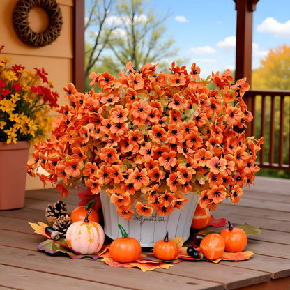 NAWEIDA Artificial Fall Flowers 12 Bundles Daisy Eucalyptus UV Resistant