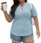 KARALIN Womens Plus Size Roll Short Sleeve V Neck Top Light Yellow Size 4XL