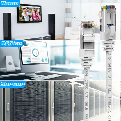 ecjtu 350FT Cat6 Ethernet Cable UTP PoE 24AWG CCA White with 25 Cable Ties