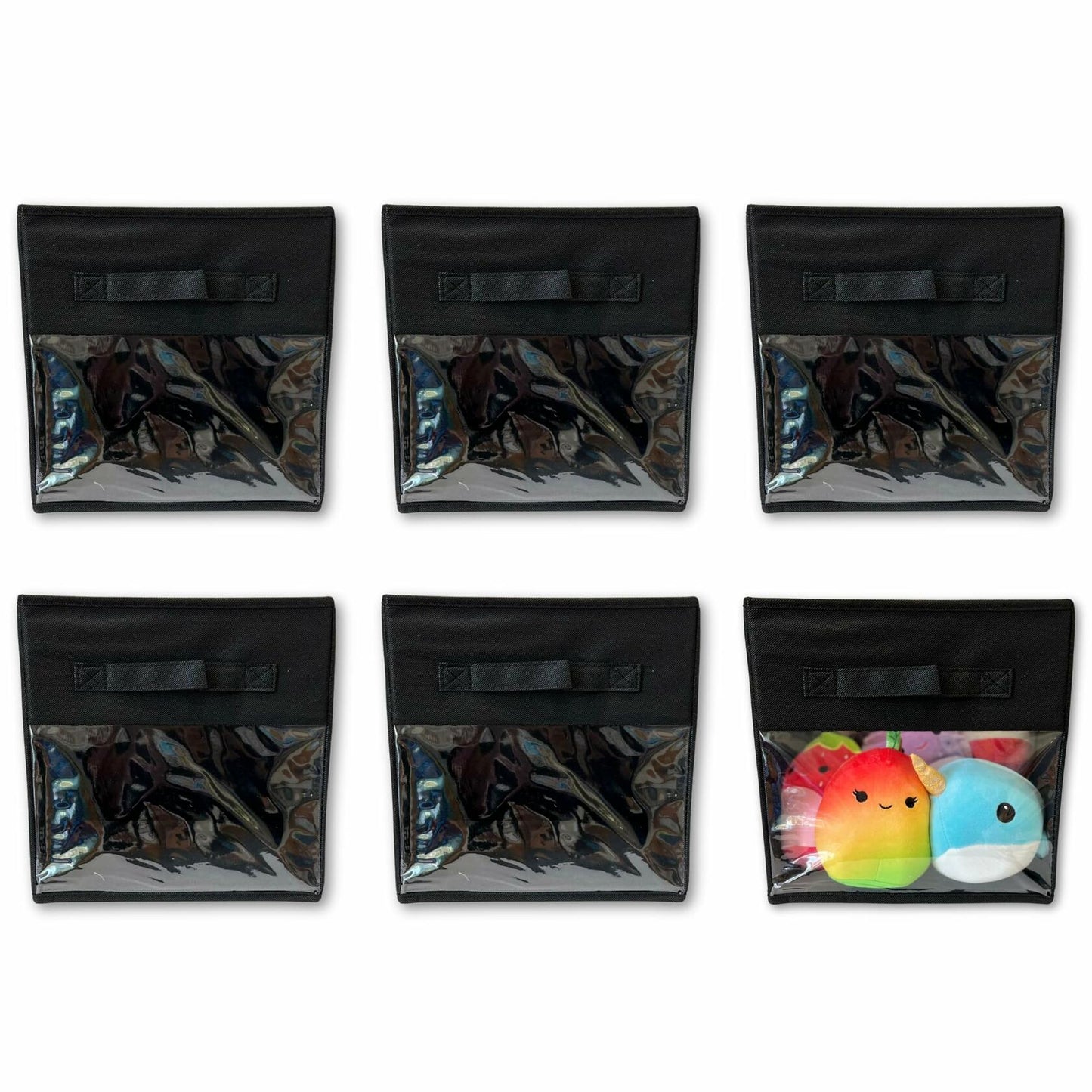 Frankie & Ivy 11 Inch Clear Front Storage Bins Gray 6 Pack Fabric