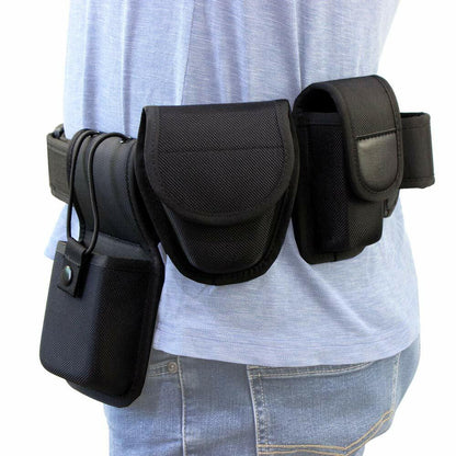ROCOTACTICAL 5-in-1 Police Duty Web Belt Kit Black Medium 32-38"
