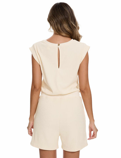 WUMU One Piece Outfit Beige Womens Romper Jumpsuit Size Small